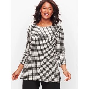 Talbots Knit Jersey Bateau Neck Tunic Top in Foulard Print Sz 2X Floral Office‎